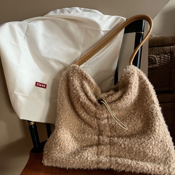 Staud faux shearling and leather hobo bag - Picture 1 of 6